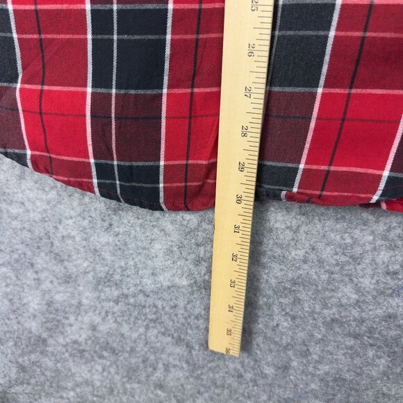 U.S.POLO ASSN Flannel Shirt Men M Red & Black Plaid Slim Fit Long Sleeve Cotton - Picture 8 of 12